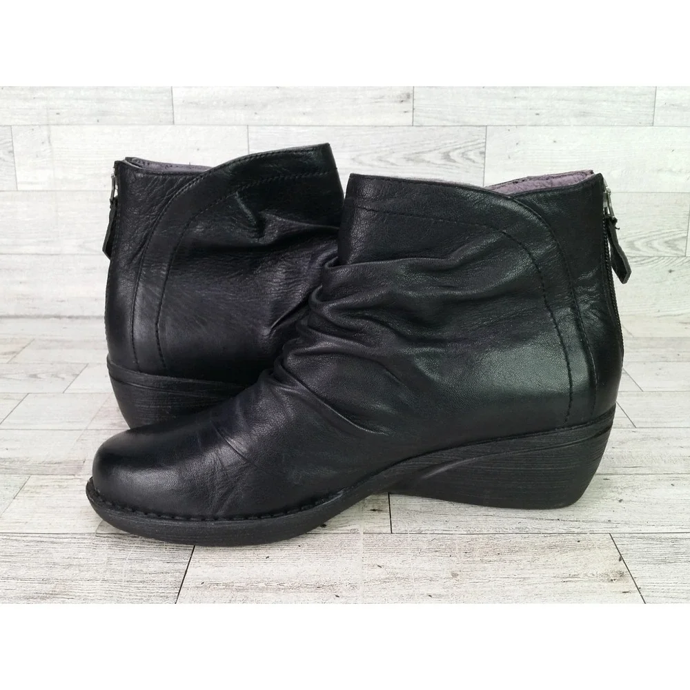 Womens Dansko Arisa Nappa Black Wedge Ankle Boots EU 39 Size 8.5-9 Shoes Booties